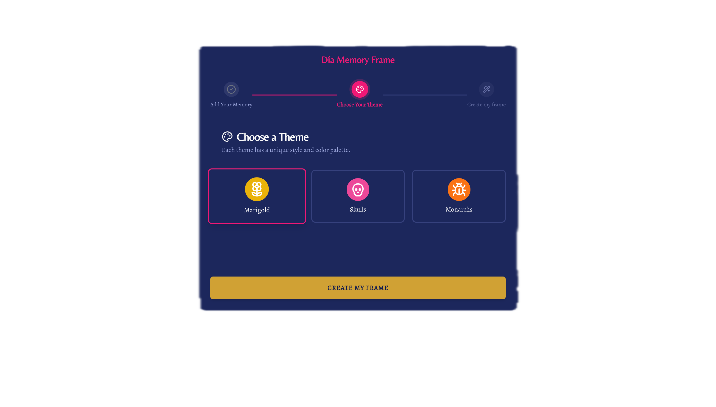 Theme selection step